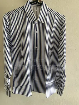 Black and White Striped Men's Shirt