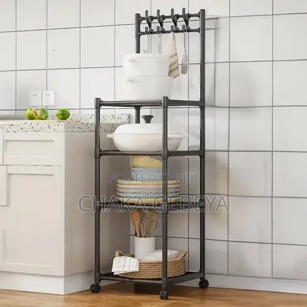 ባለ 5 ደረጃ የእቃ መደርደሪያ - For Kitchen Tools, Utensils, Wheels Included