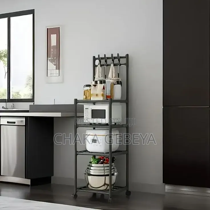 ባለ 5 ደረጃ የእቃ መደርደሪያ - For Kitchen Tools, Utensils, Wheels Included