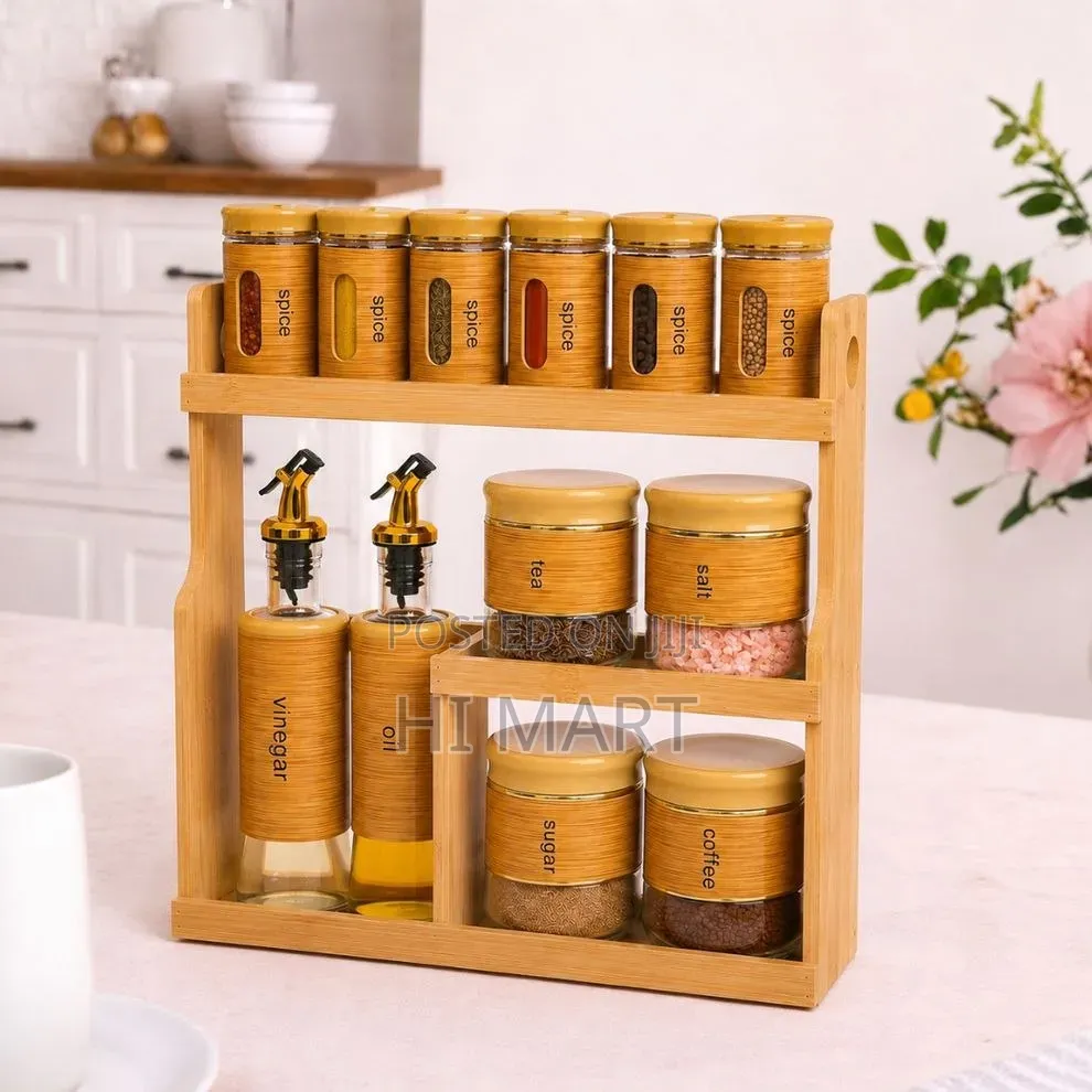 13pcs Glass Jars and Oil Dispenser Set