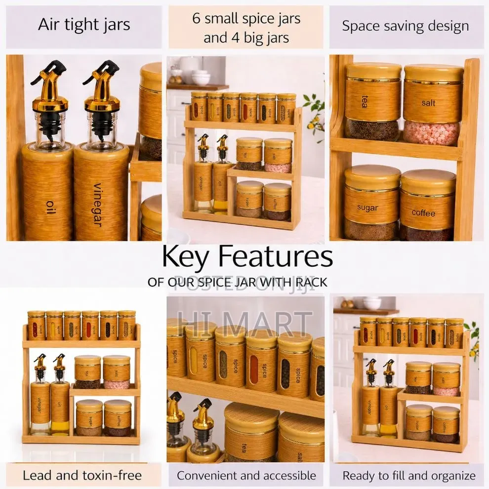13pcs Glass Jars and Oil Dispenser Set