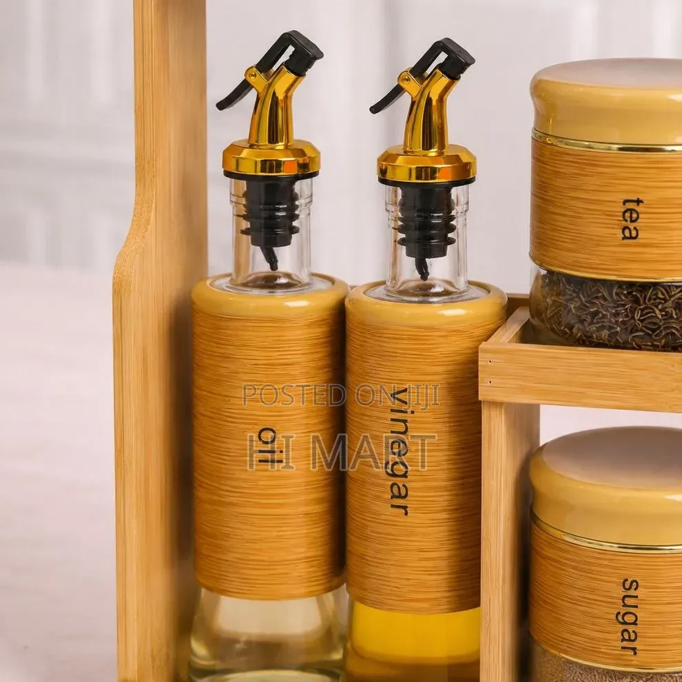 13pcs Glass Jars and Oil Dispenser Set