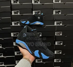 Air Jordan 14 Retro "Black/University Blue"black Suede Uinsex Sneakers