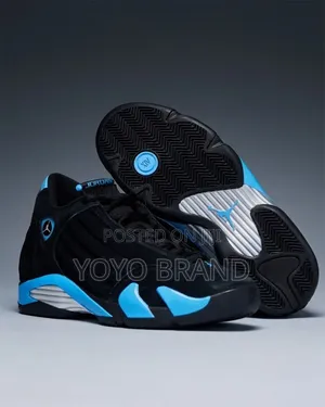 Air Jordan 14 Retro "Black/University Blue"black Suede Uinsex Sneakers