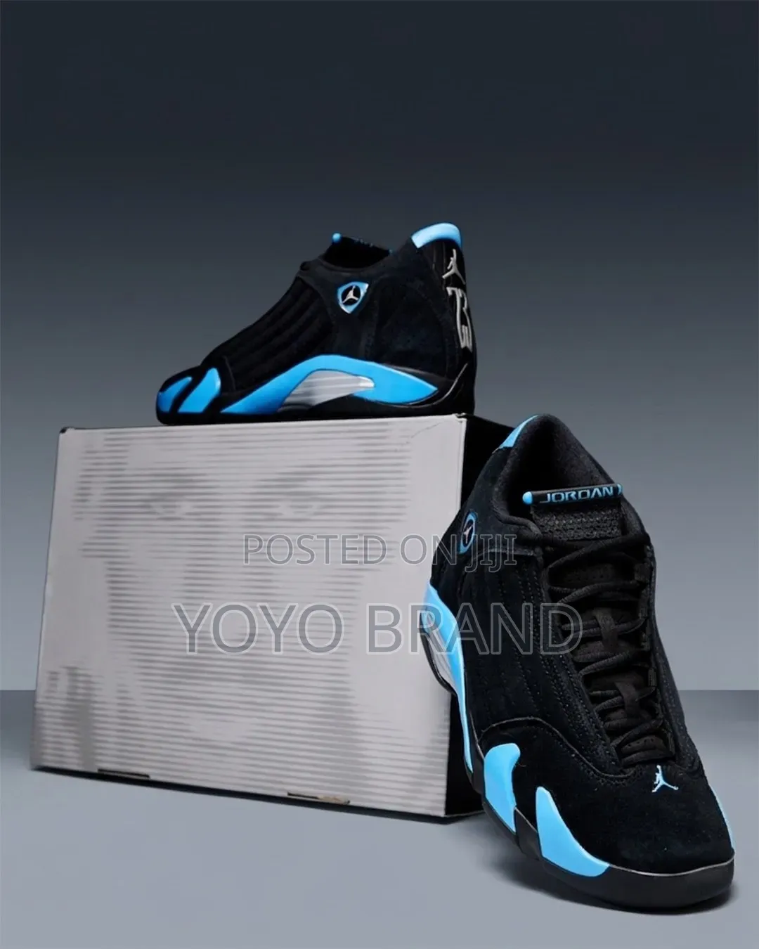 Air Jordan 14 Retro "Black/University Blue"black Suede Uinsex Sneakers