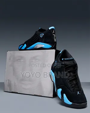 Air Jordan 14 Retro "Black/University Blue"black Suede Uinsex Sneakers
