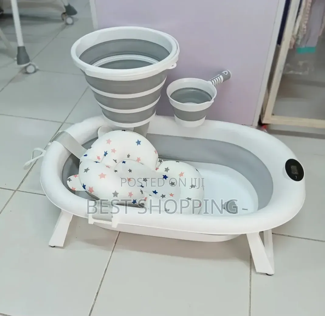 Foldable Baby Bathtub Set 4 in 1 Temperature Control ተጣጣፊ የልጆች ማጠቢያ ሴት