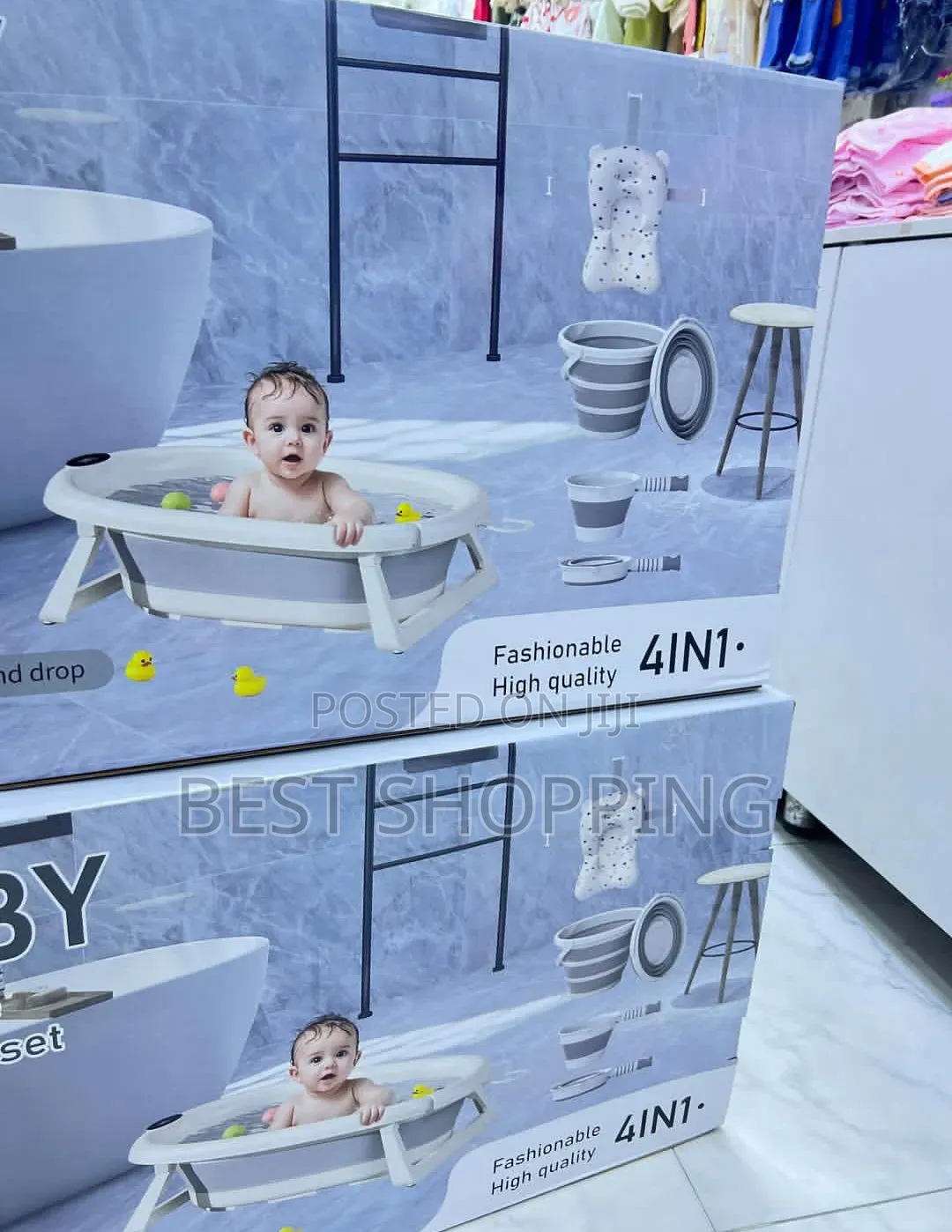 Foldable Baby Bathtub Set 4 in 1 Temperature Control ተጣጣፊ የልጆች ማጠቢያ ሴት