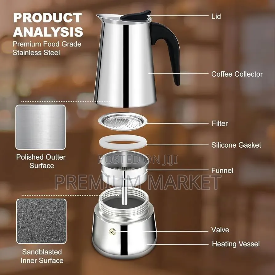 Coffee Makers Italian Pot Stainless Steel Espresso የጣሊያን የሚጣድ ቡና ማፍያ