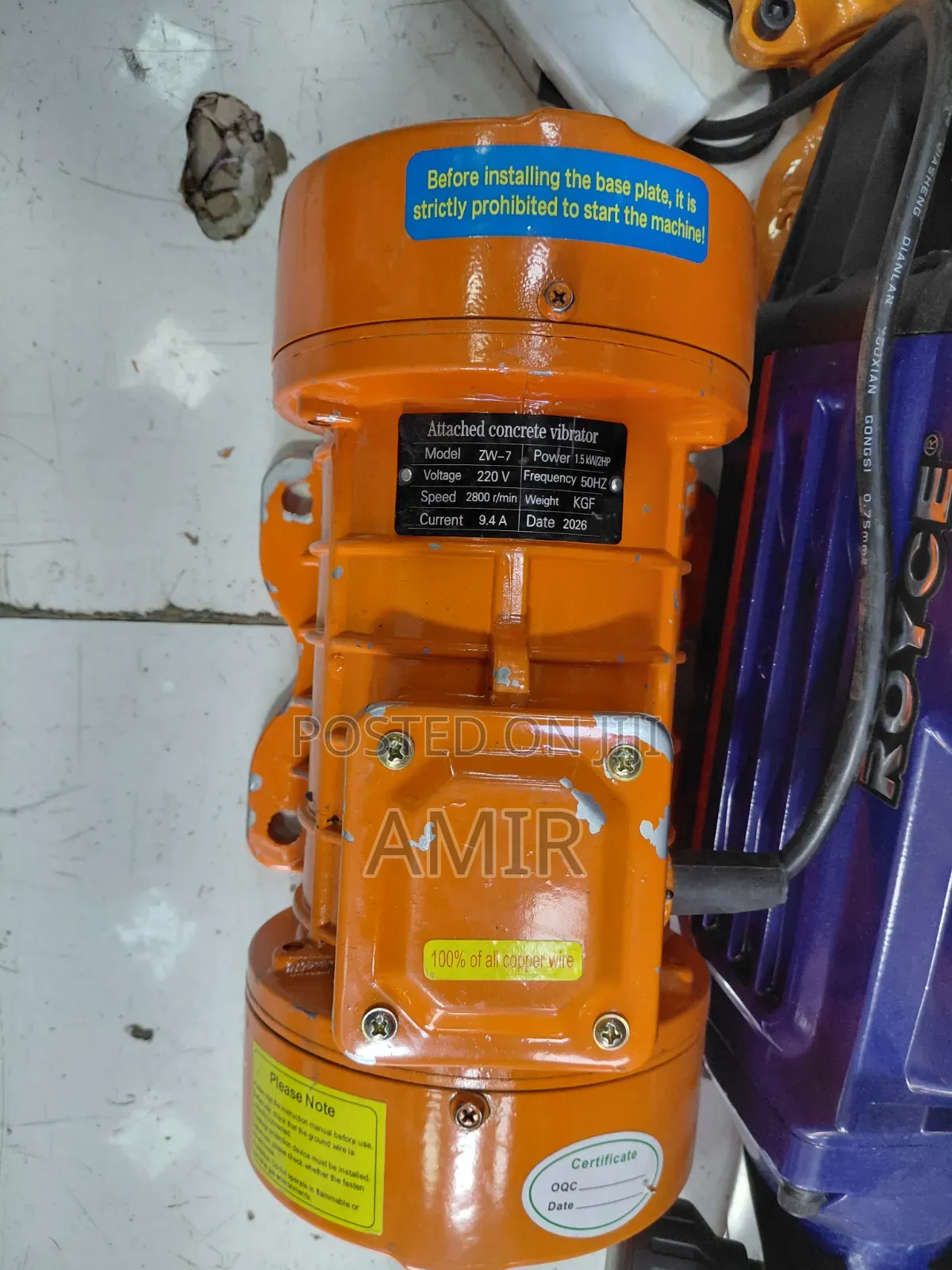 ZW-7 Electric Concrete Vibrator Motor (1.5kW/2hp)