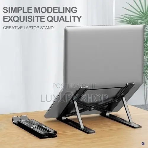 Foldable Height Adjustable Metal Laptop Stand Help Sitting Posture