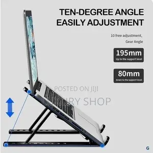 Foldable Height Adjustable Metal Laptop Stand Help Sitting Posture