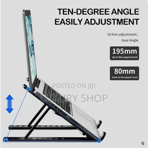 Foldable Height Adjustable Metal Laptop Stand Help Sitting Posture