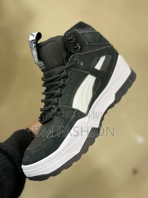 New Arrival Black and White Puma Slipstream Mid-Top Sneaker