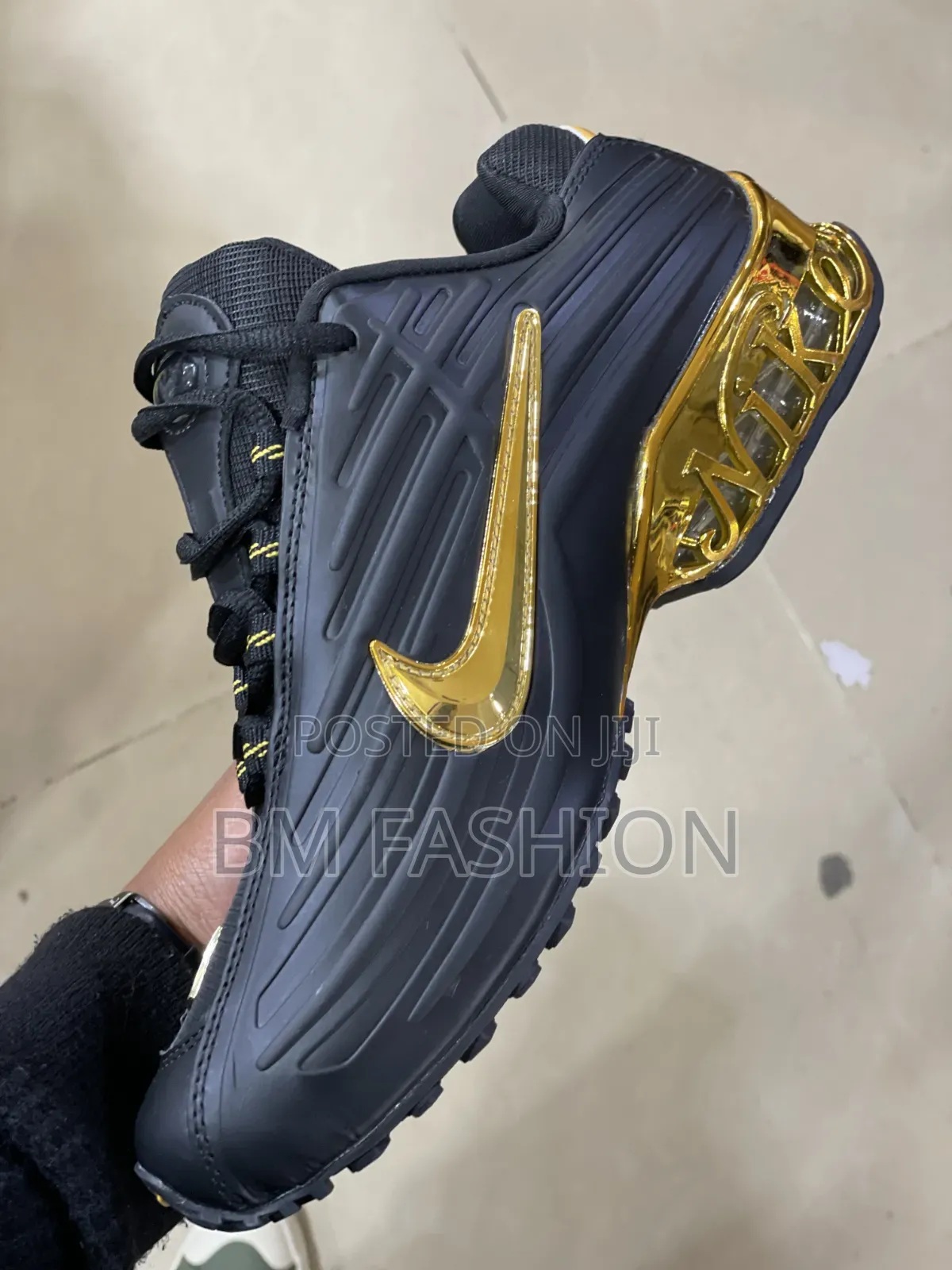 Nike Air Max With Metallic Gold Accents, Including Gold Nike Swoosh