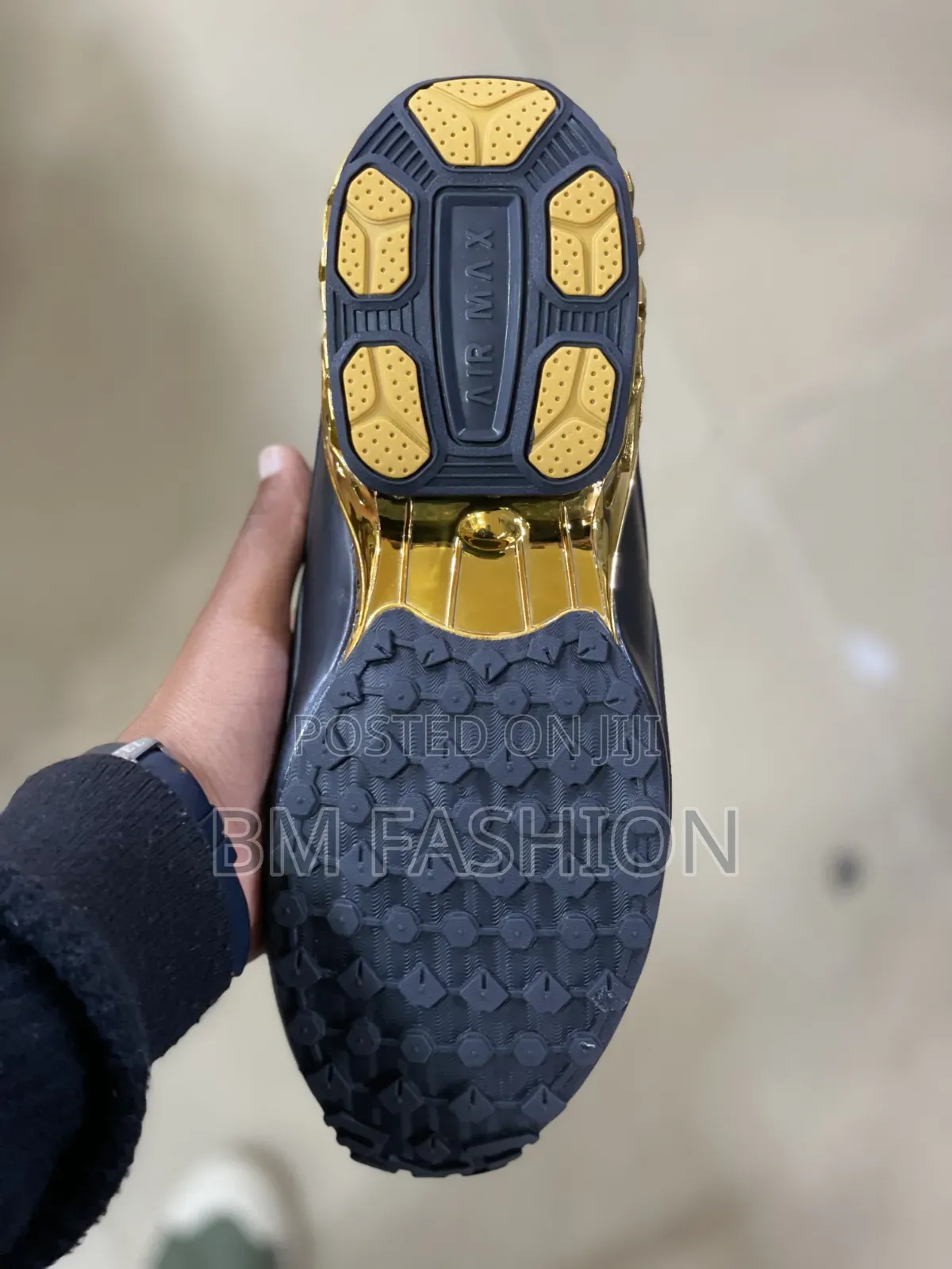 Nike Air Max With Metallic Gold Accents, Including Gold Nike Swoosh