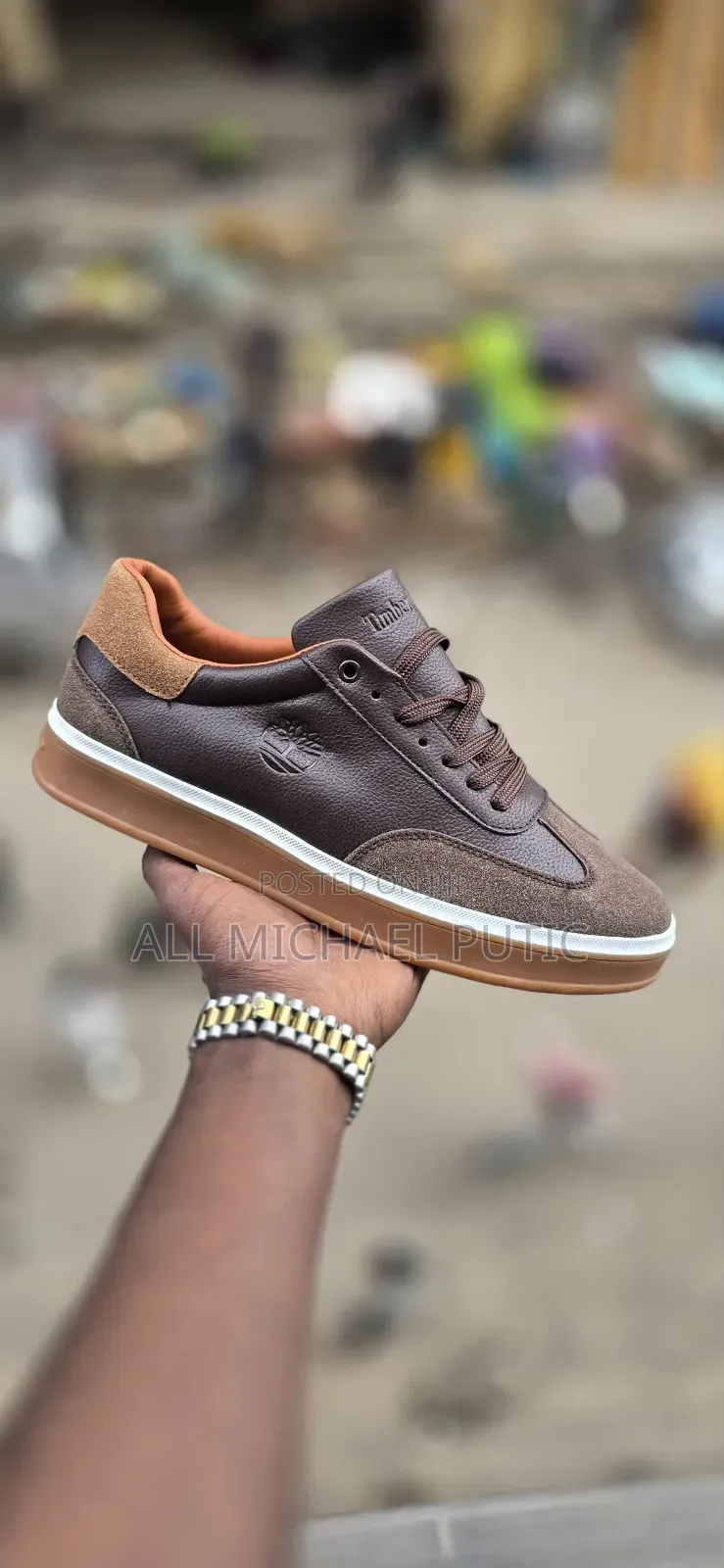 Brown Leather and Suede Low-Top Timberland Casual Sneaker