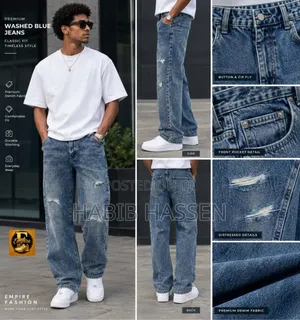 Black and Blue Classic Fit Jeans