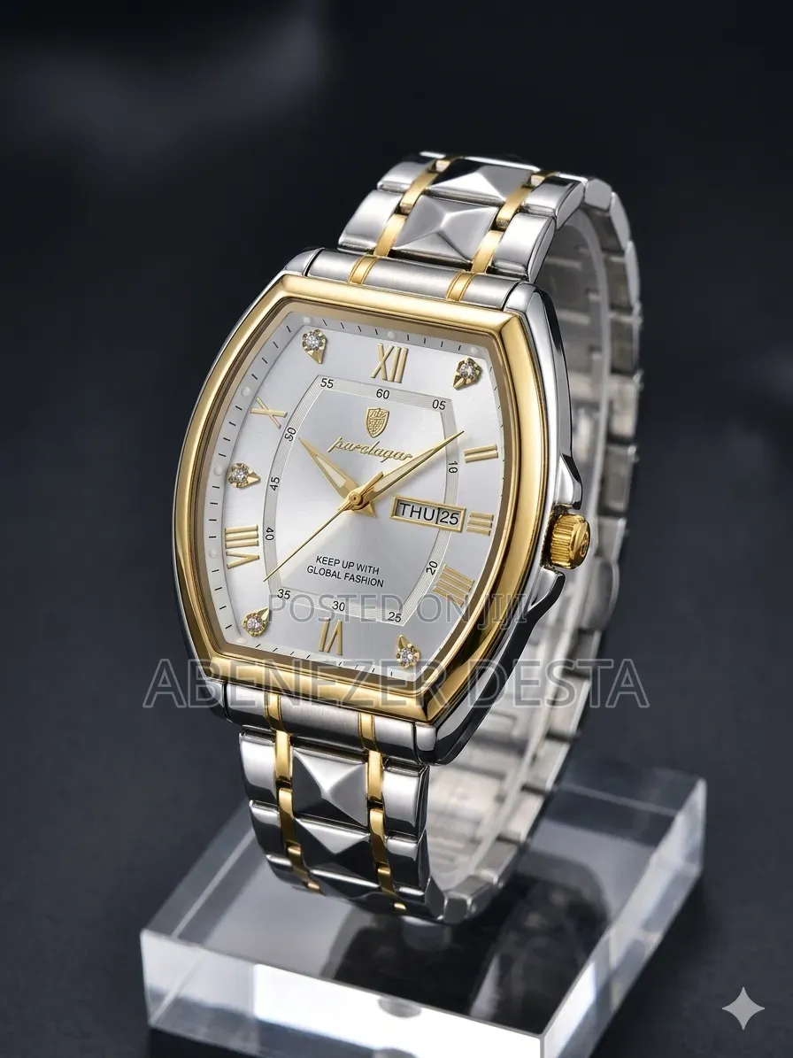 Poedagar 958 Quartz Wristwatch Featuring a Striking Two-Tone Silver