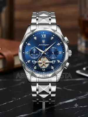 Silver-Tone Poedagar 996 Luxury Men's Watch Featuring a Striking Blue