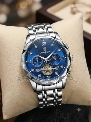Silver-Tone Poedagar 996 Luxury Men's Watch Featuring a Striking Blue