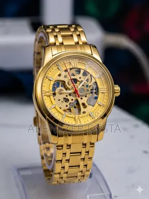 Gold-Toned SKMEI 9222 Automatic Mechanical Skeleton Watch for Men