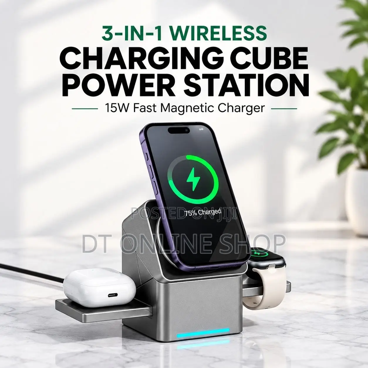 3-in-1 Electric Rotating Magnetic Wireless Charger