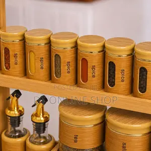 13 Pieces Glass Jars and Oil Dispenser Set