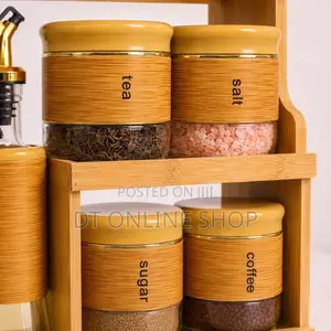 13 Pieces Glass Jars and Oil Dispenser Set