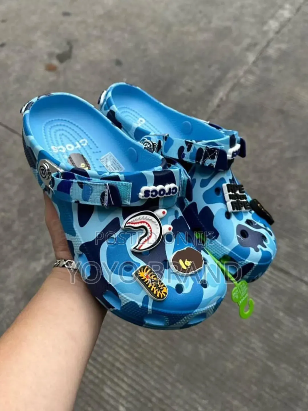 BAPE X Crocs Classic Logs "ABC Camo Blue" Unisex Fashion Shoes
