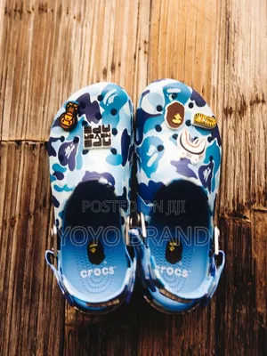 BAPE X Crocs Classic Logs "ABC Camo Blue" Unisex Fashion Shoes