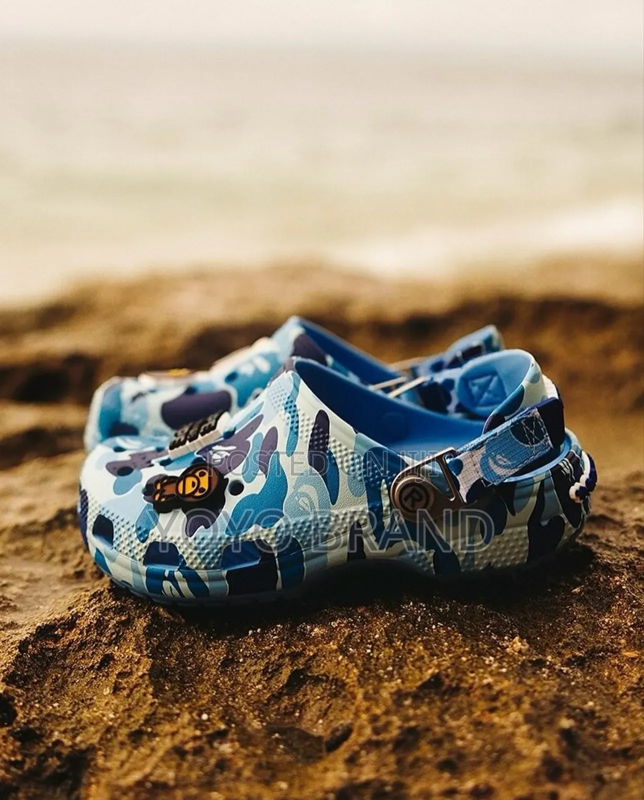 BAPE X Crocs Classic Logs "ABC Camo Blue" Unisex Fashion Shoes