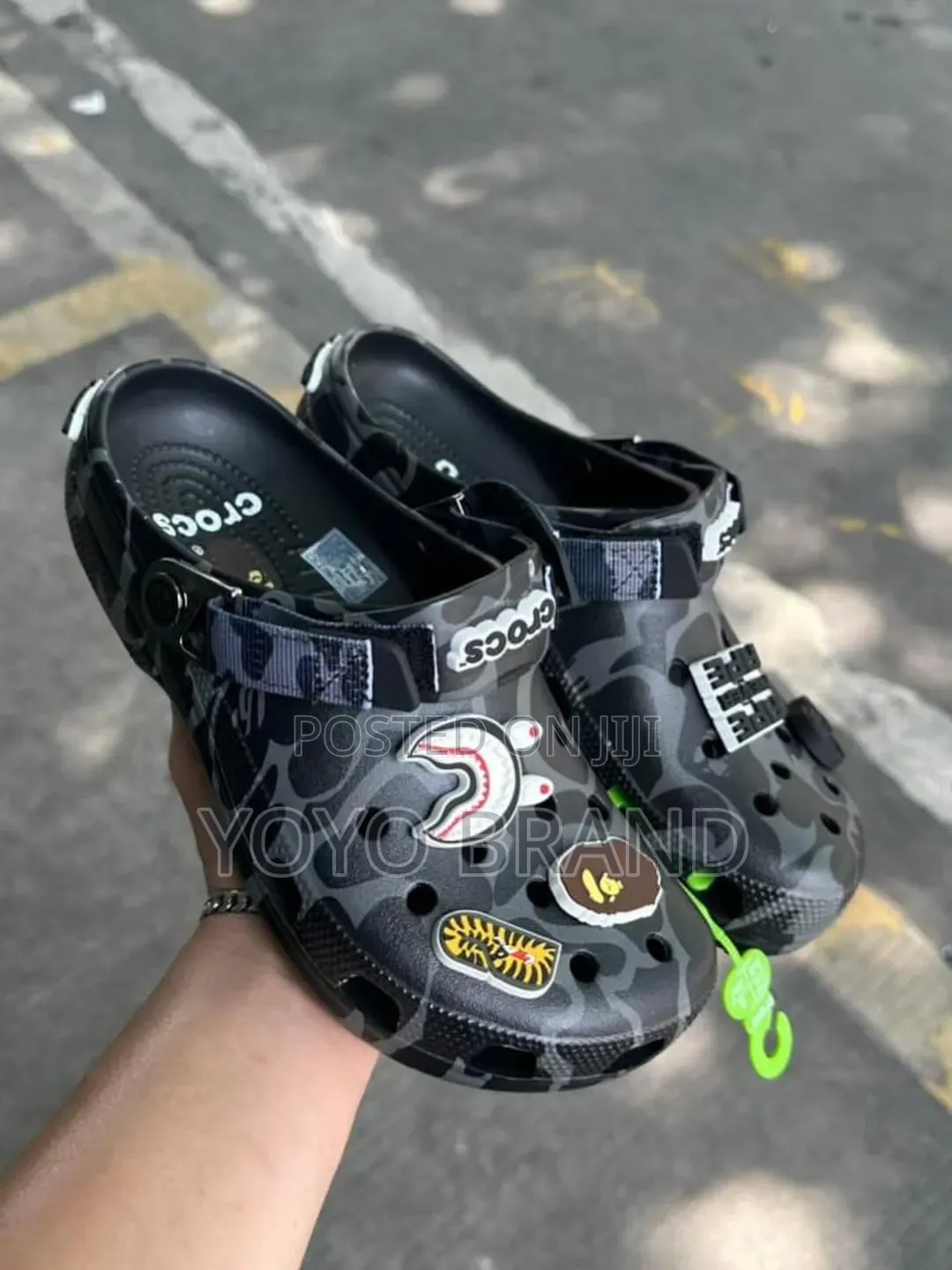 BAPEx Crocs Classic Clogs Black Unisex Fashion Shoes