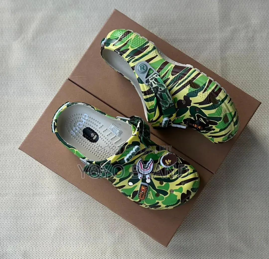 BAPE × Crocs Classic Clog ABC Camo Green Classic Unisex Fashion Shoes