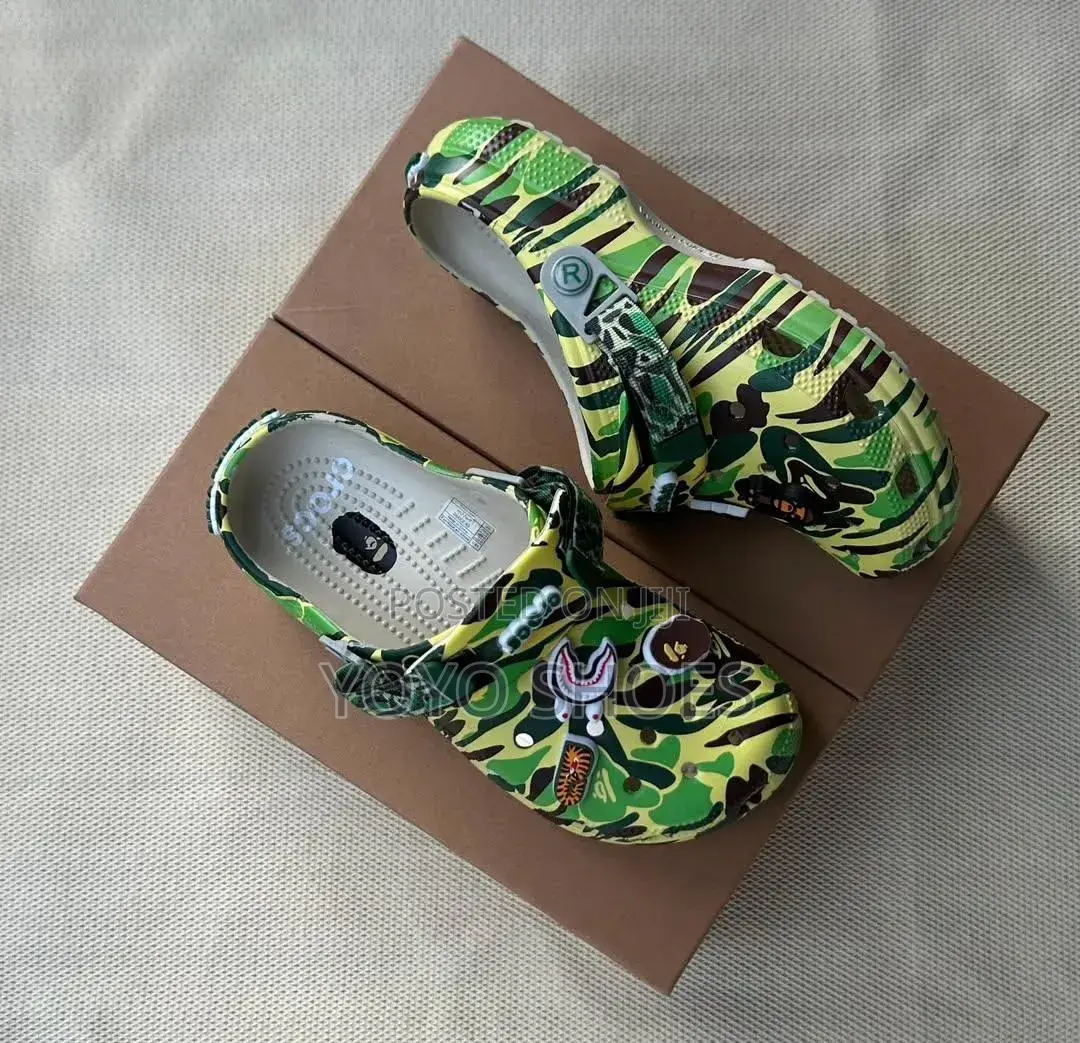 BAPE × Crocs Classic Clog ABC Camo Green Classic Unisex Fashion Shoes