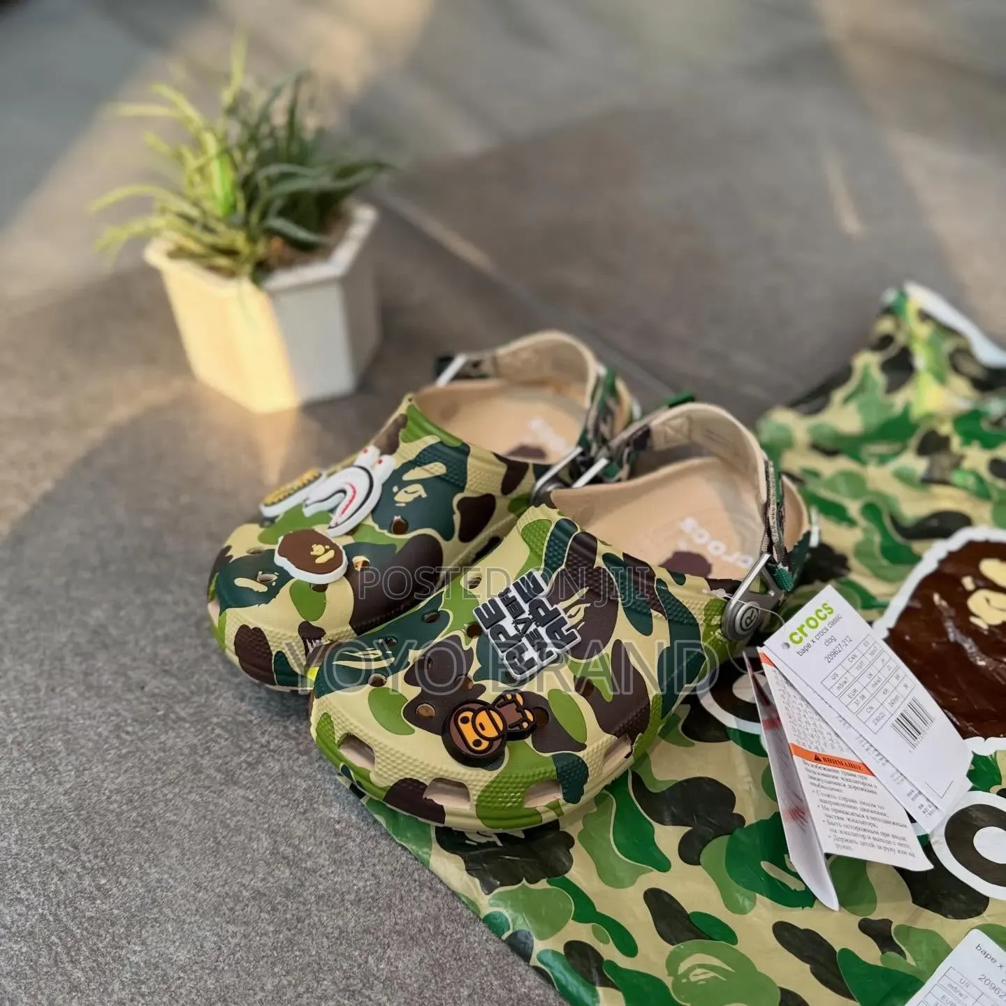 BAPE × Crocs Classic Clog ABC Camo Green Classic Unisex Fashion Shoes
