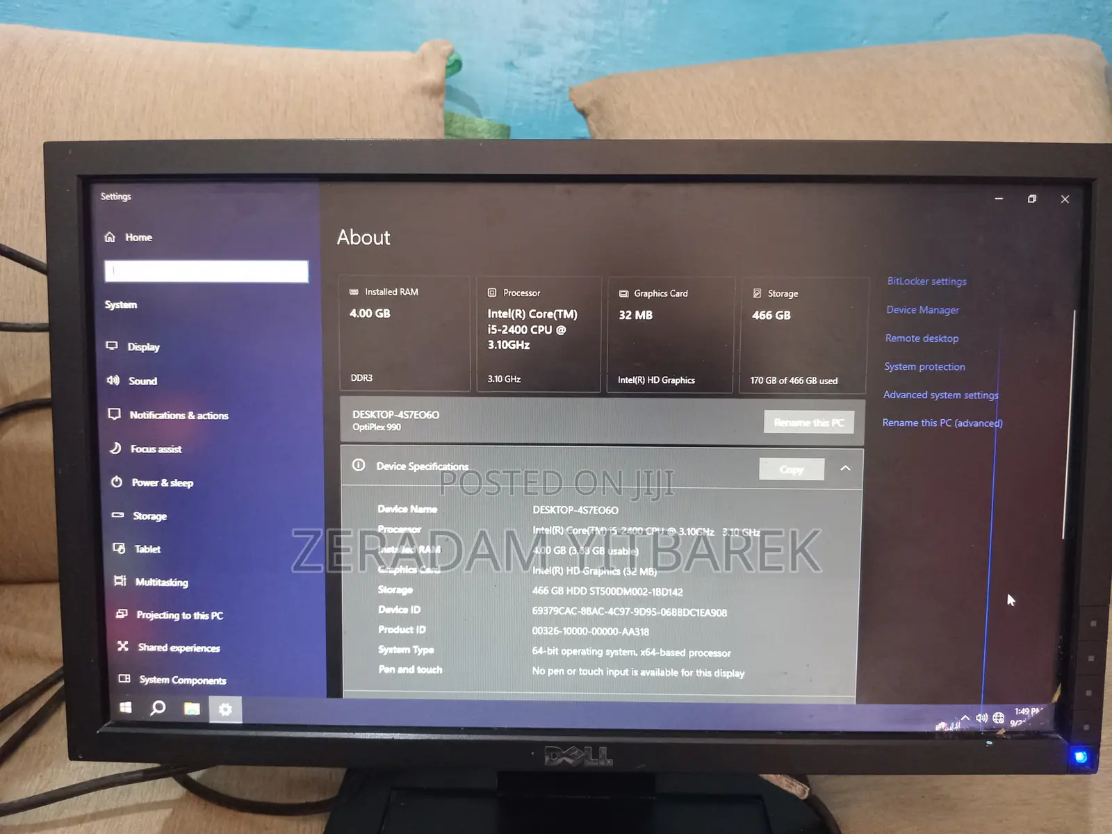 Desktop Computer Dell 4GB Intel Core i5 HDD 500GB
