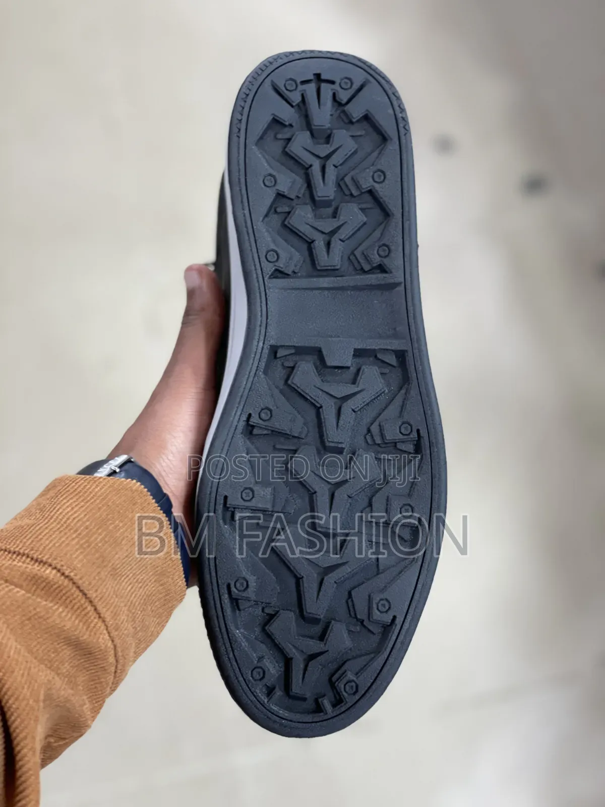 Cat Dark Blue Flat Shoe Leather With Embossed CAT Branding on the Side