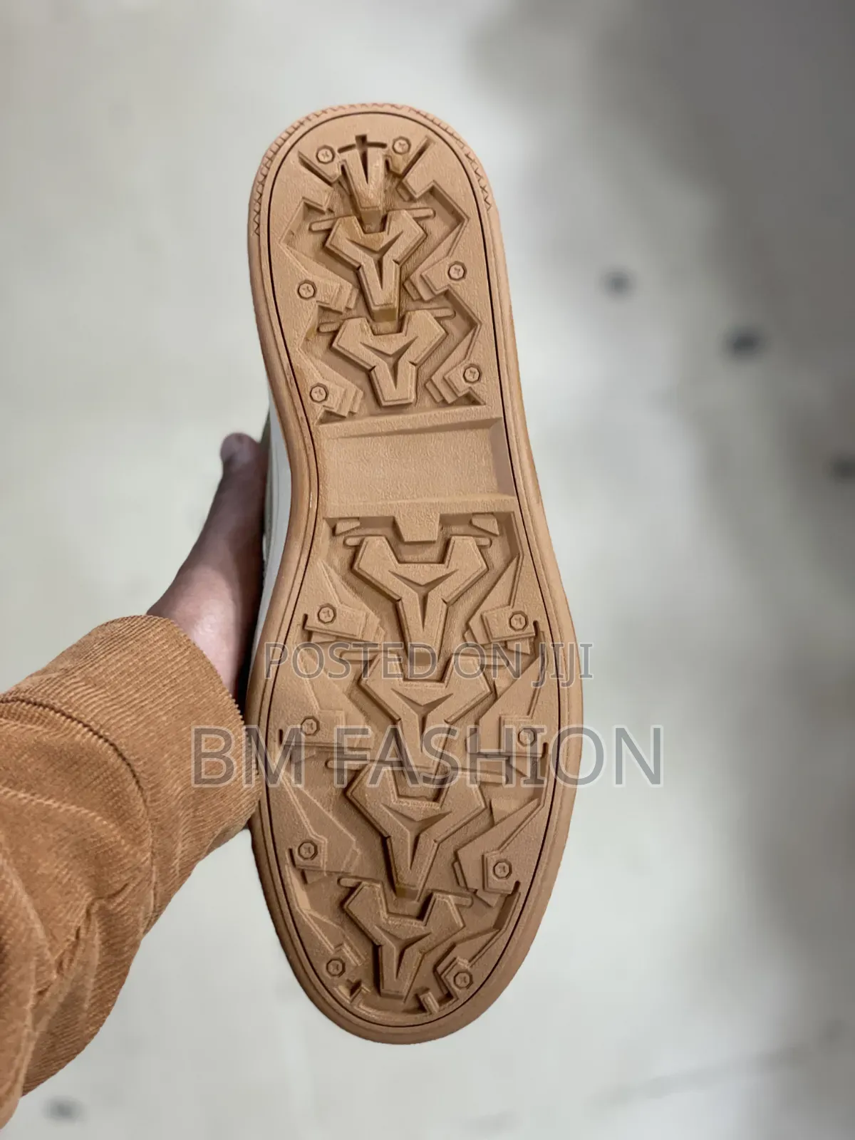 Beige (CAT) Casual Leather Sneaker a White Flat Sole and Tonal Laces
