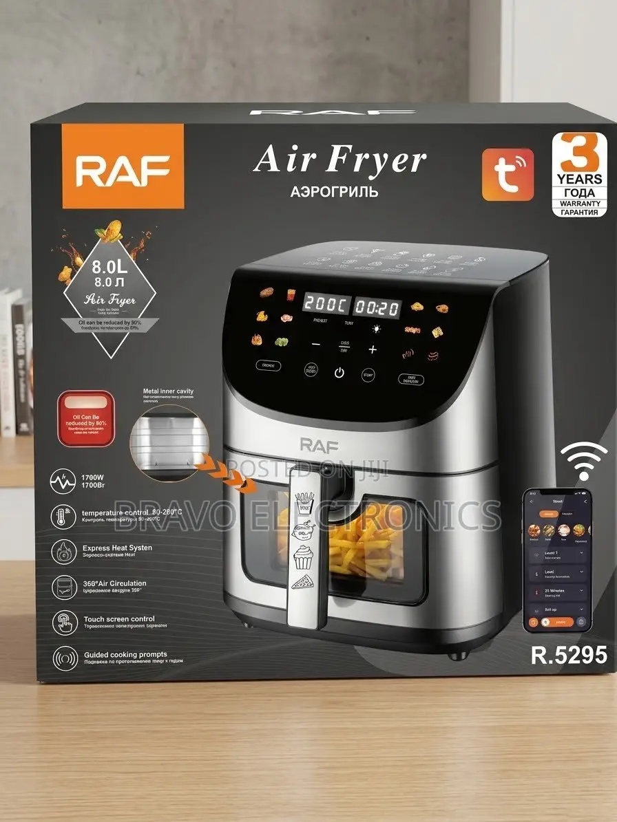  RAF 8L Smart Air Fryer – 1700W | Wi-Fi Phone Control | Touch Screen
