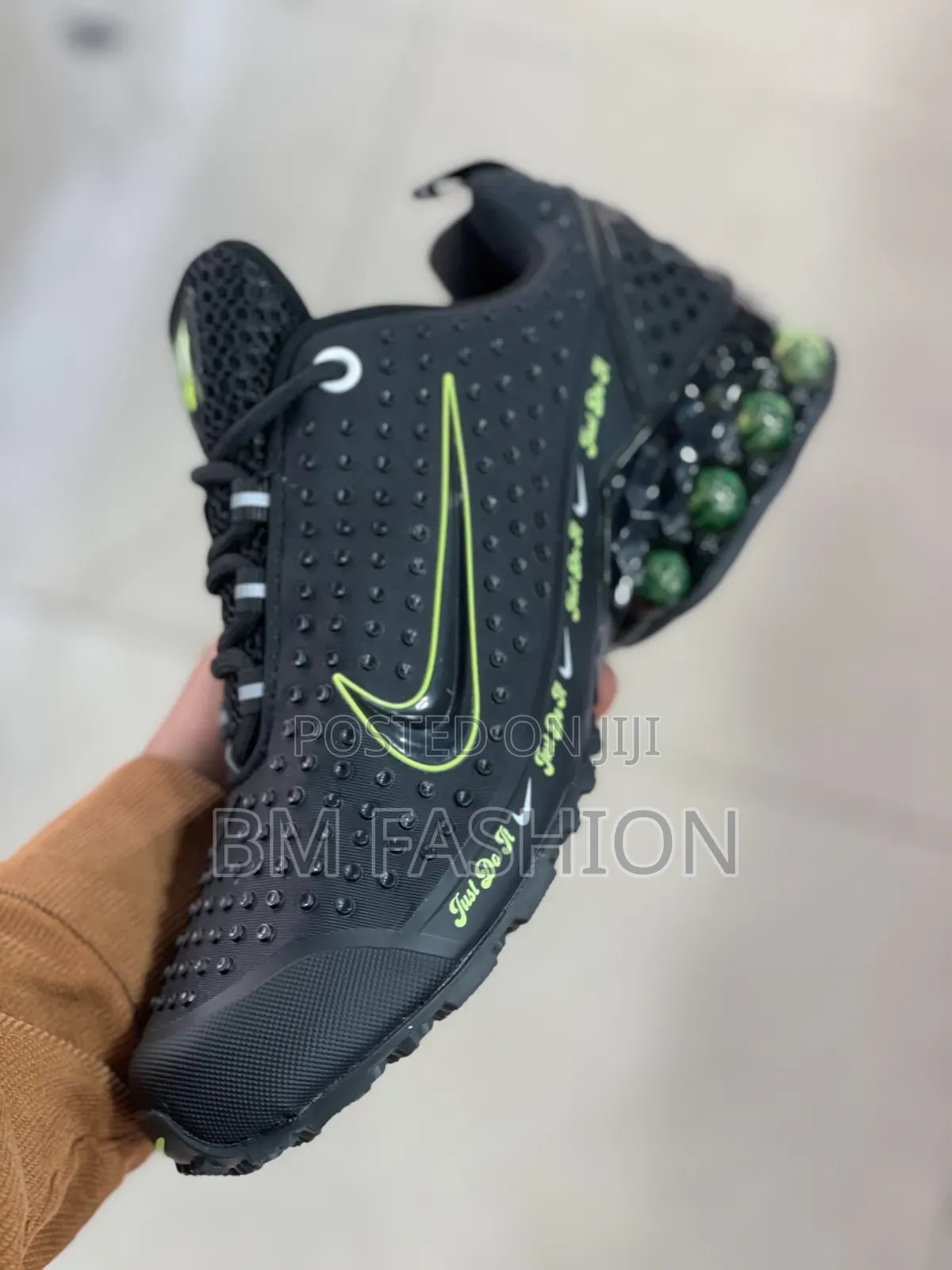 Nike Lego Replica Model Featuring a Vibrant Lime Green Swoosh