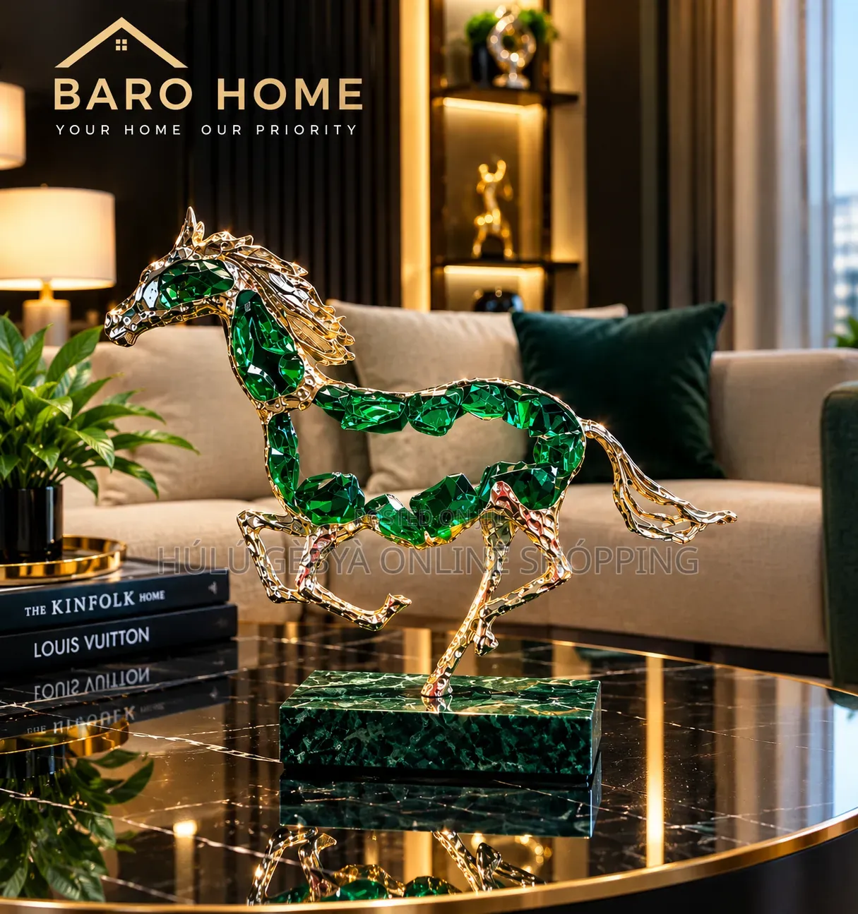 Baro Home - Luxury Gemstone Galloping Stallion Sculpture
