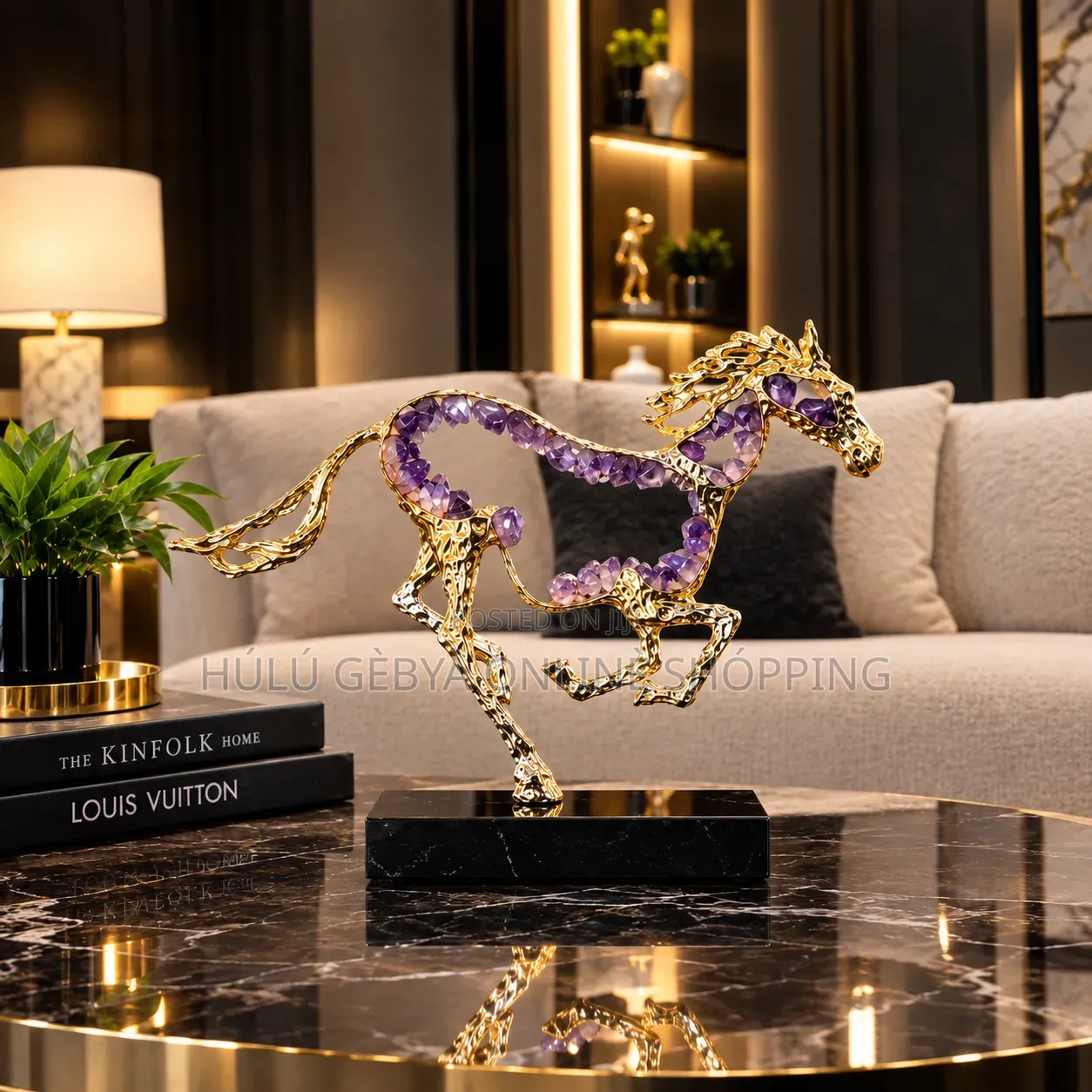 Baro Home - Luxury Gemstone Galloping Stallion Sculpture