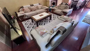 ሶፋ /Luxury Sofa Multi-Toned Beige and Brown Royal-Style Sofa