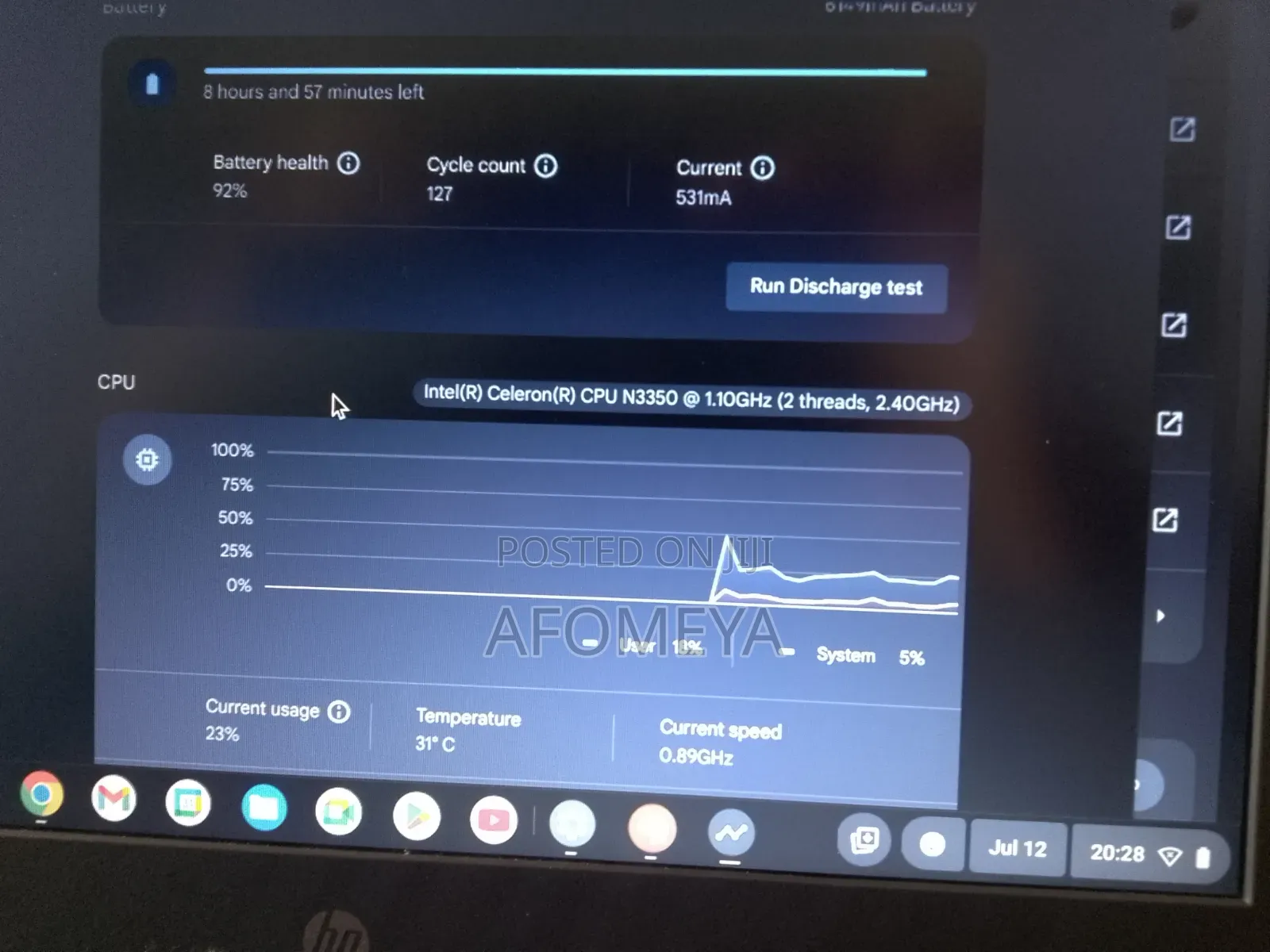 Laptop Google 4GB Intel Celeron SSD 16 GB