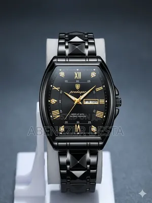 Black POEDAGAR 958 Barrel-Shaped Quartz Watch Featuring a Distinctive