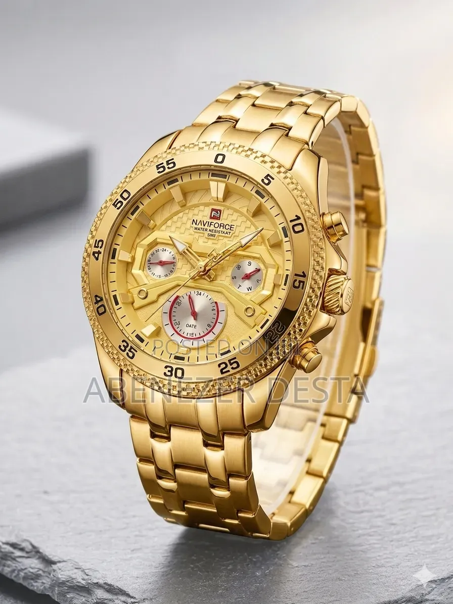 Gold-Toned Naviforce NF9222 Men's Quartz Multifunction Watch