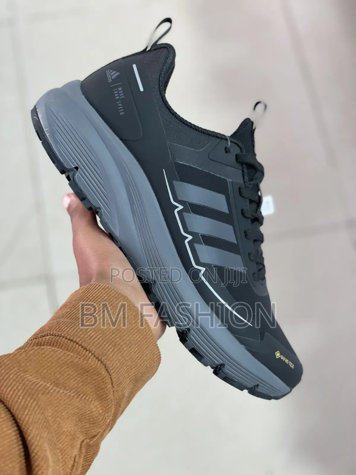 Black Adidas Terrex Gore-Tex Sneaker Featuring Dark Grey Signature