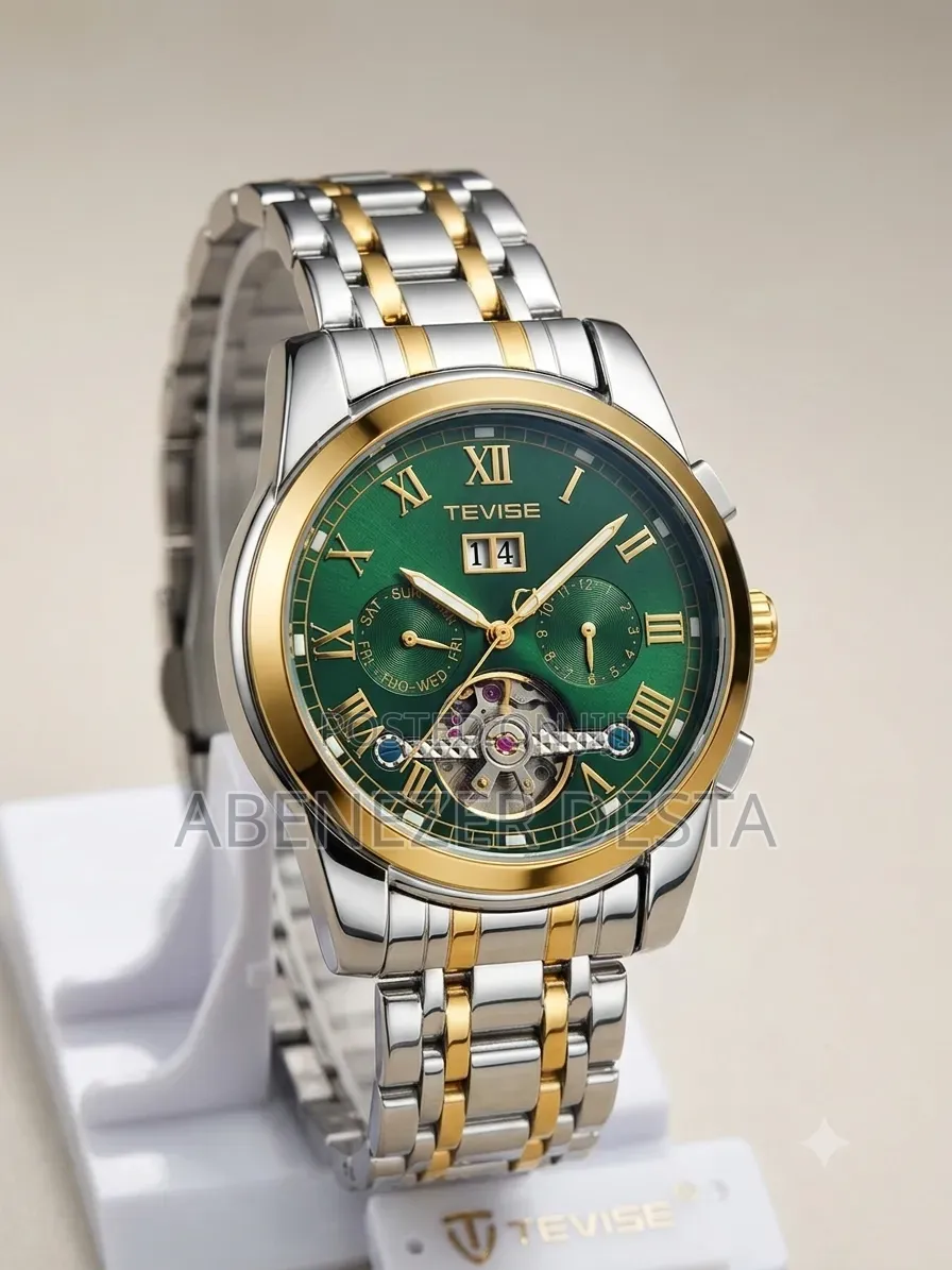 Tevise 9005 Automatic Mechanical Men's Watch With Striking Green Dial