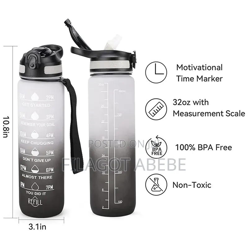 Water Bottle 1000ml .White and Black Color